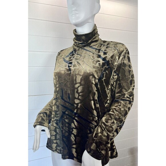 Ninety VTG Blouse Crushed Velvet Burnout Womens Med Abstract Rave Whimsy Goth - Picture 1 of 13